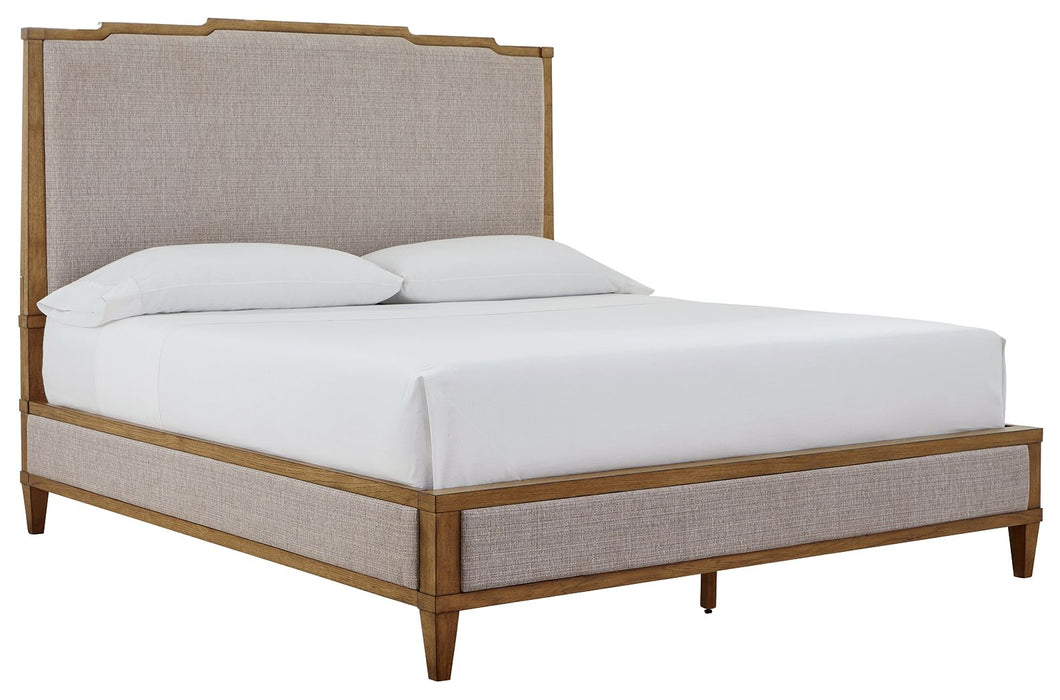 Sharlance - King Upholstered Panel Bed - Light Brown