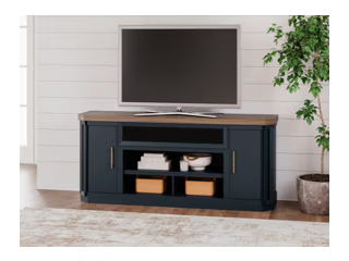 Landocken - XL TV Stand W/Fireplace Option - Brown / Blue