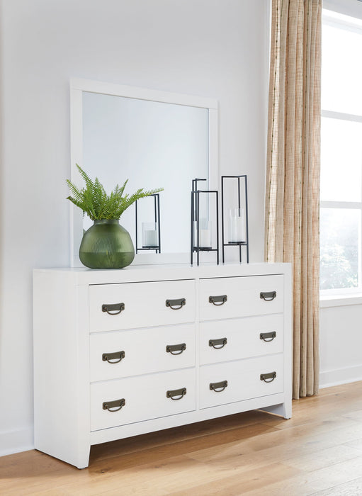 Binterglen - 5 Pc. - Dresser, Mirror, Queen Panel Bed, 2 Nightstands - White
