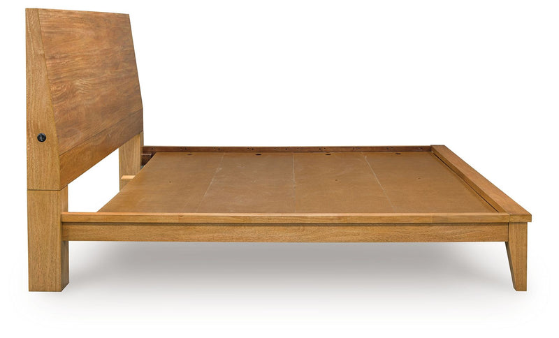 Sherbana - King Panel Bed - Light Brown