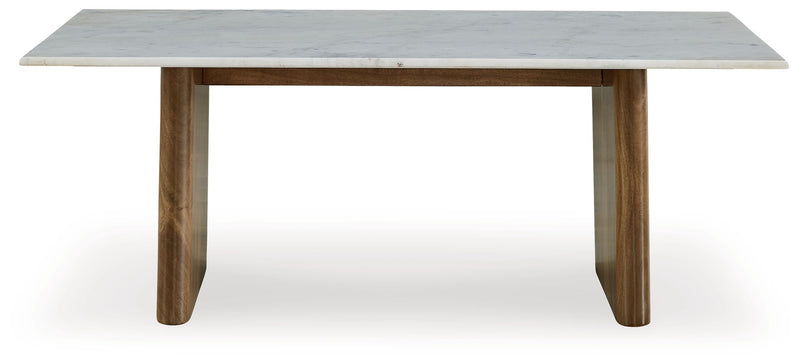 Isanti - Rectangular Cocktail Table - Light Brown / White