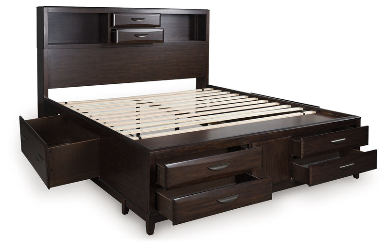 Vanmore - King Storage Bed - Dark Brown