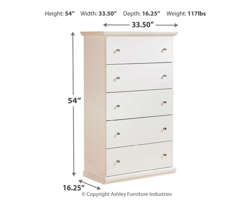 Bostwick Shoals - White - Five Drawer Chest