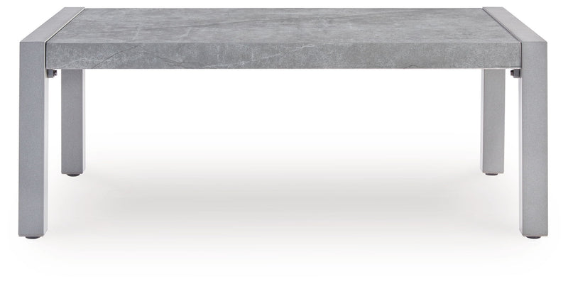Hurley Park - 4 Pc. - Outdoor Sofa, 2 Lounge Chairs And Coffee Table - Gray