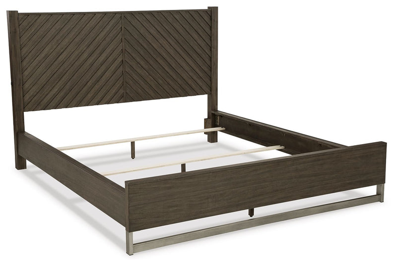Arkenton - 5 Pc. - Dresser, Mirror, California King Panel Bed - Grayish Brown