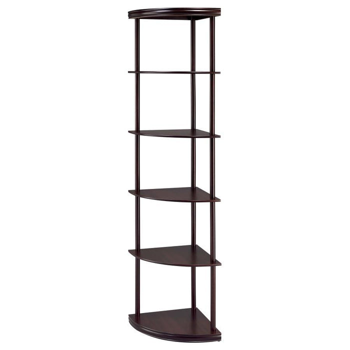 Bonwick - Wood 5-Shelf Corner Bookshelf - Cappuccino