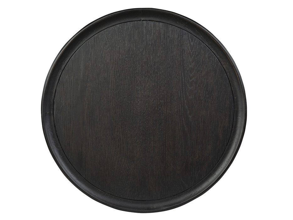 Lindon - Dark Round Pedestal Accent End Table - Belgian Wheat