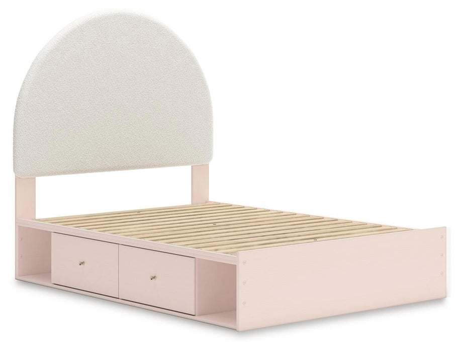 Wistenpine - Full Upholstered Panel Bed With Under Bed Storage - Blush