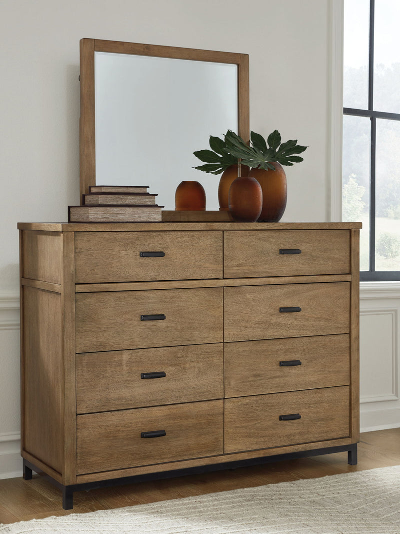Tomtyn - 4 Pc. - Dresser, Mirror, California King Upholstered Bed - Light Brown