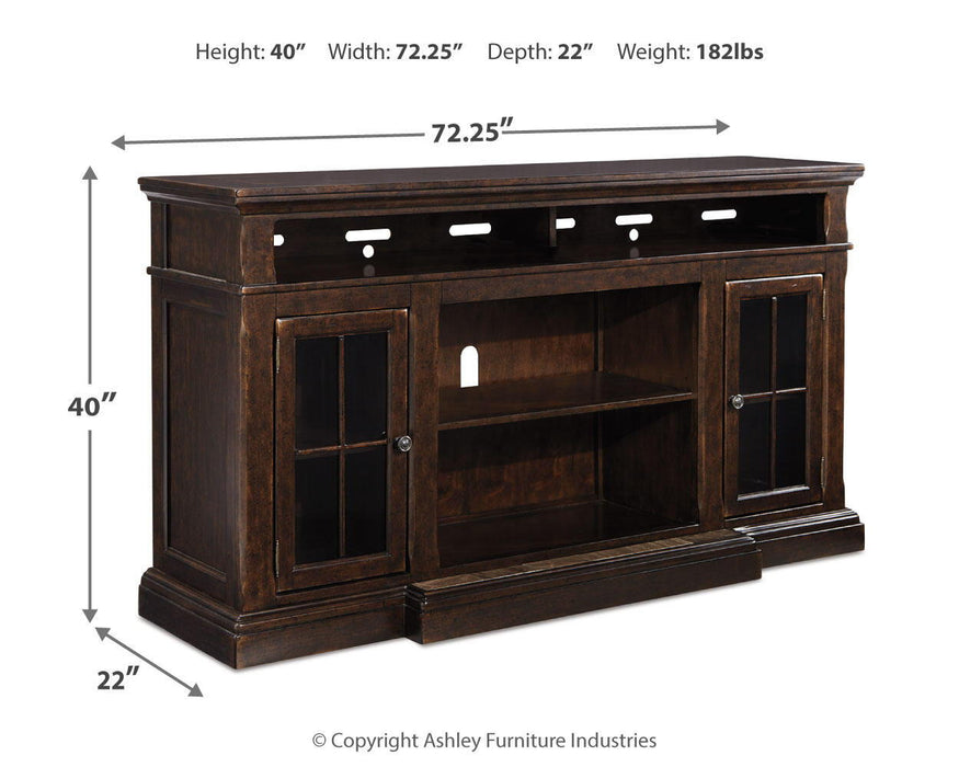 Roddinton - XL TV Stand w/Fireplace Option - Dark Brown