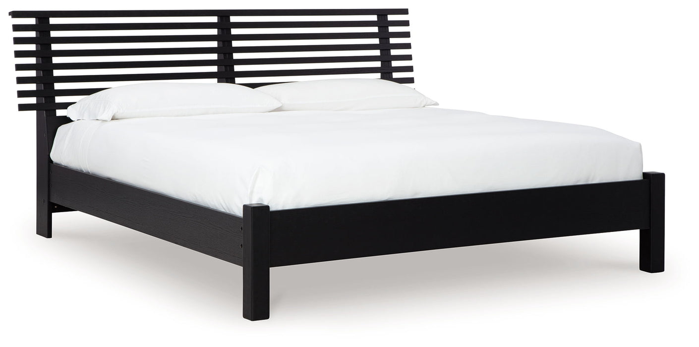 Danziar - King Slat Panel Bed With Low Footboard - Black