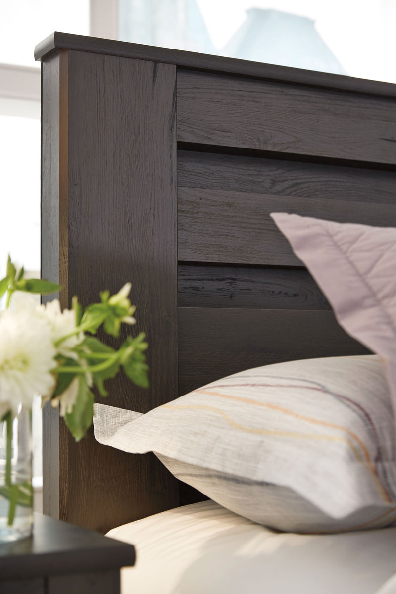 Brinxton - 3 Pc. - Dresser, Mirror, Queen Panel Headboard - Charcoal