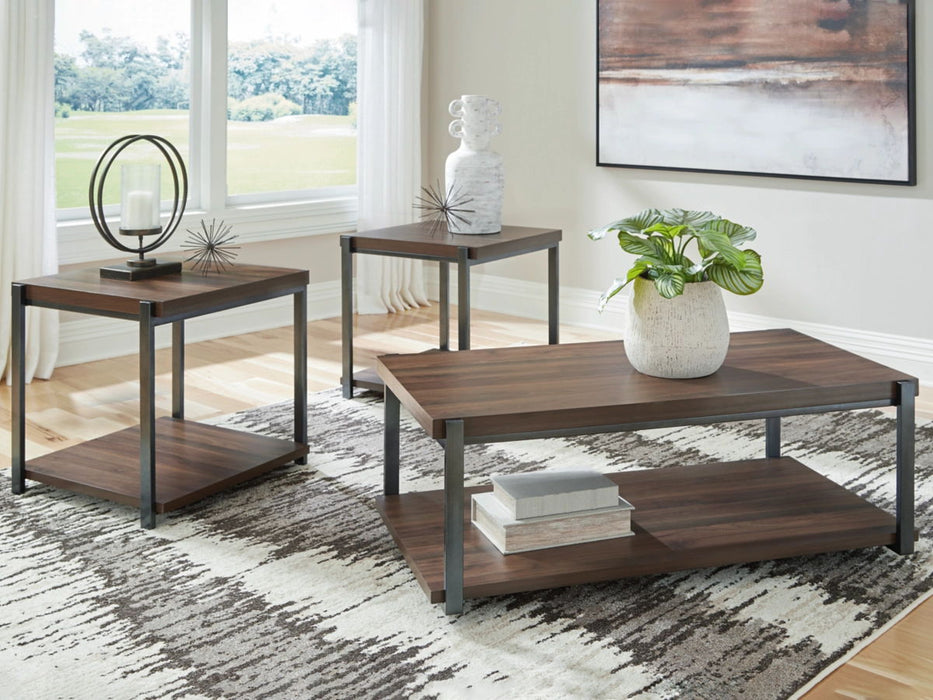 Trindwick - Occasional Table Set (Set of 3) - Brown / Gun Metal