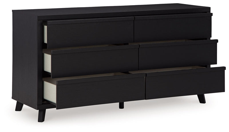 Danziar - 7 Pc. - Dresser, Mirror, King Slat Panel Bed With Low Footboard, 2 Nightstands - Black