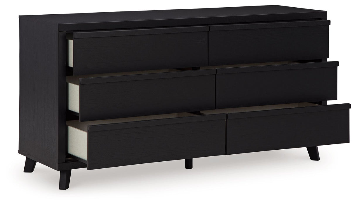 Danziar - 6 Pc. - Dresser, Mirror, King Slat Panel Bed - Black