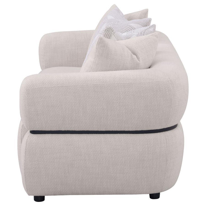 Jeanette - 84" Fabric Upholstered Round Arm Sofa - Beige