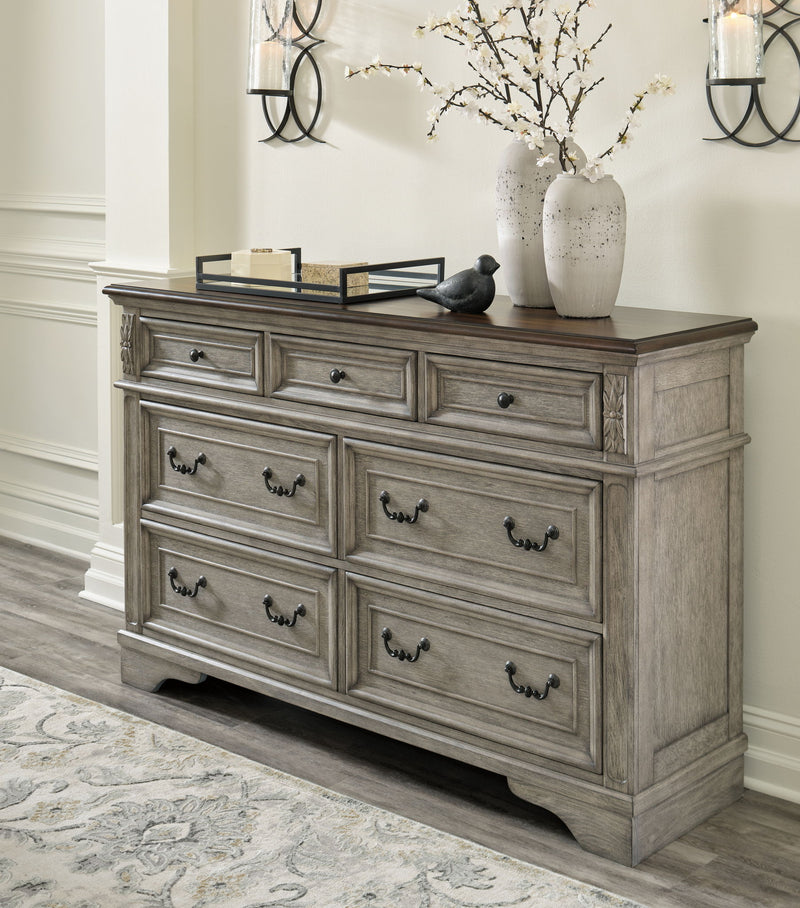 Lodenbay - 5 Pc. - Dresser, Mirror, California King Panel Bed - Antique Gray