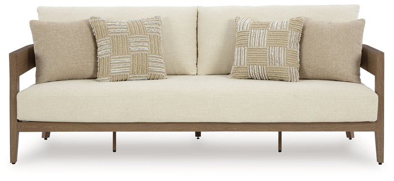 Serene Bay - Sofa With Cushion - Dark Brown / White