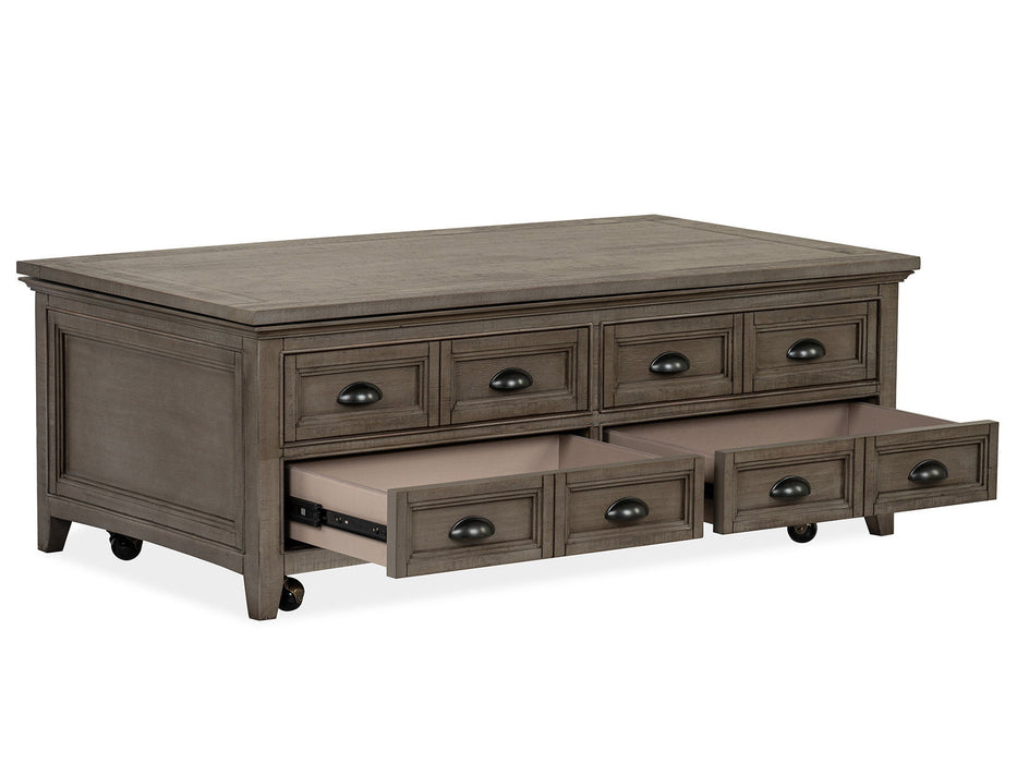 Paxton Place - Lift Top Storage Cocktail Table With Casters - Dovetail Grey