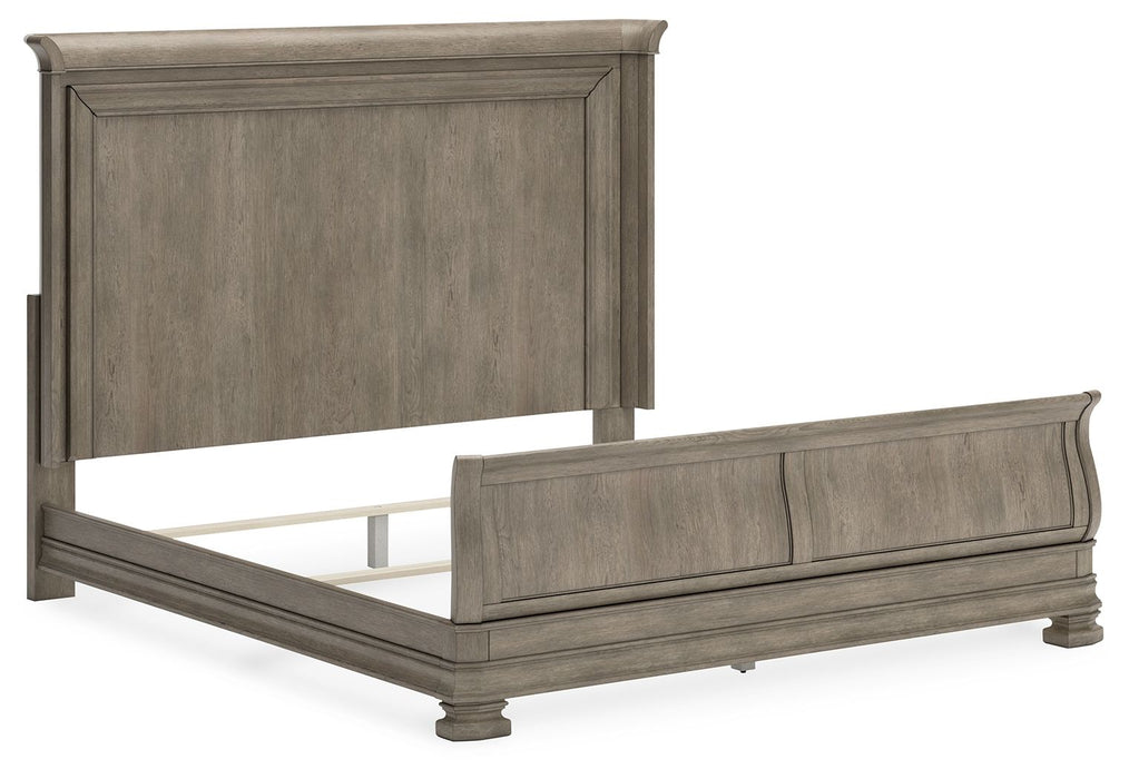 Lexorne - California King Sleigh Bed - Gray