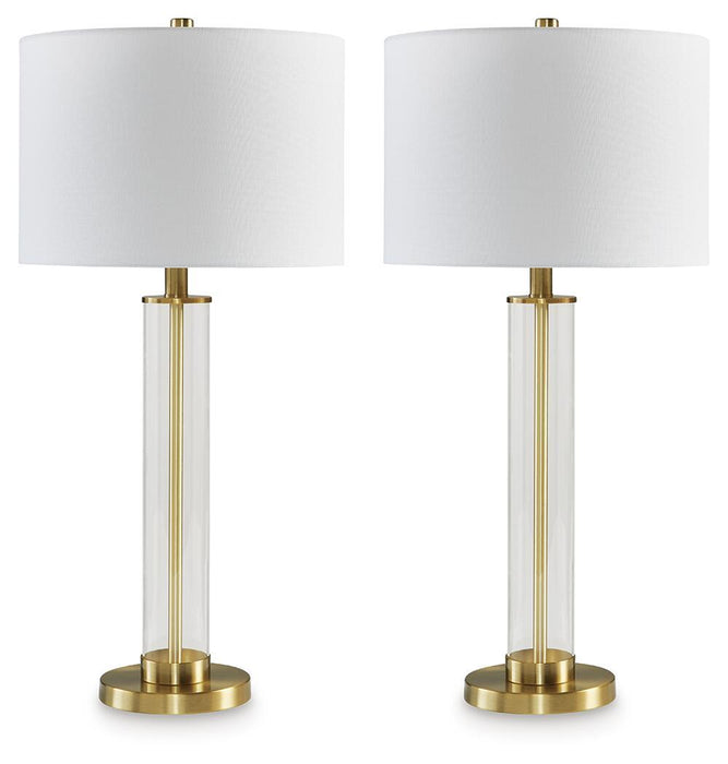 Orenman - Glass Table Lamp (Set of 2) - Clear / Brass Finish
