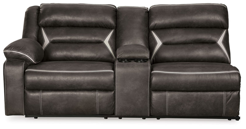 Kincord - Left Arm Facing Power Sofa With Console 2 Pc Sectional - Midnight