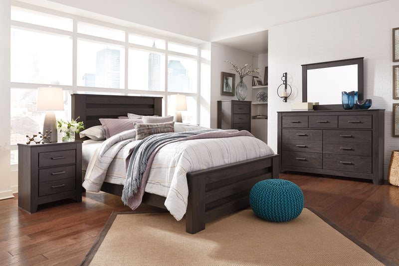 Brinxton - 5 Pc. - Dresser, Mirror, Queen Panel Bed - Charcoal