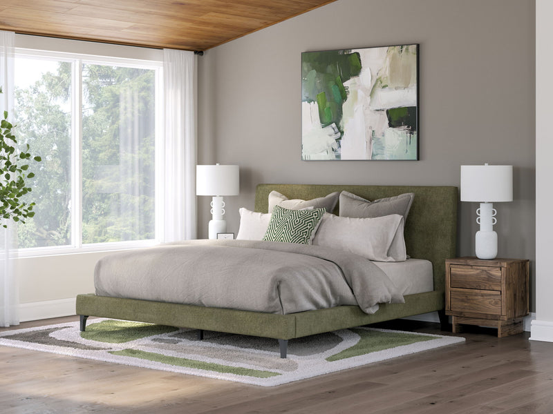 Chirason - King Upholstered Bed With Roll Slats - Sage Green