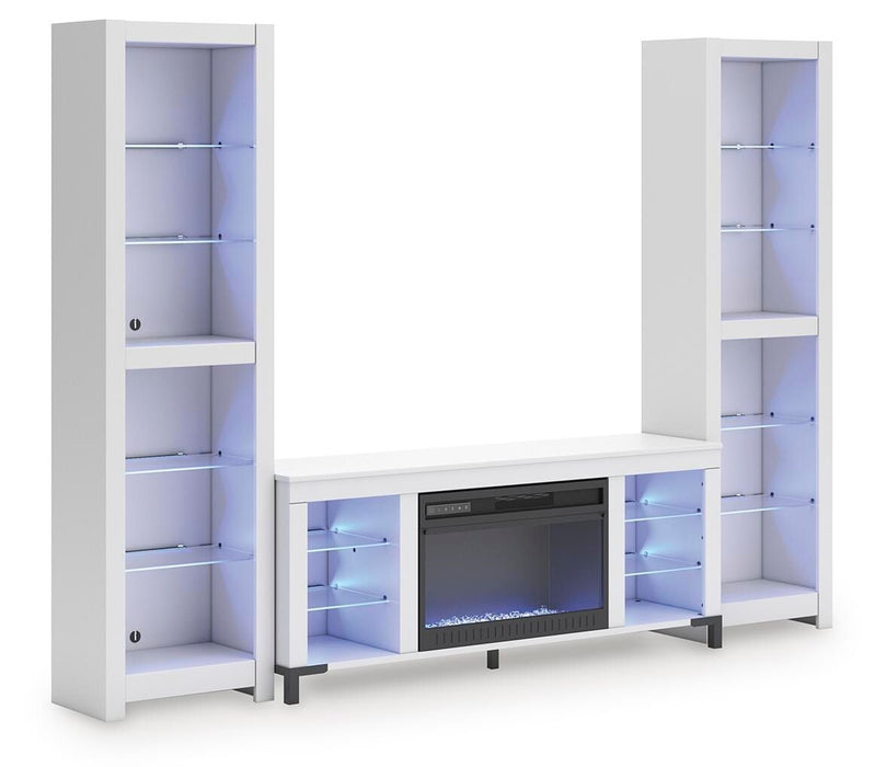 Brollevi - 3-Piece Entertainment Center With Fireplace - White