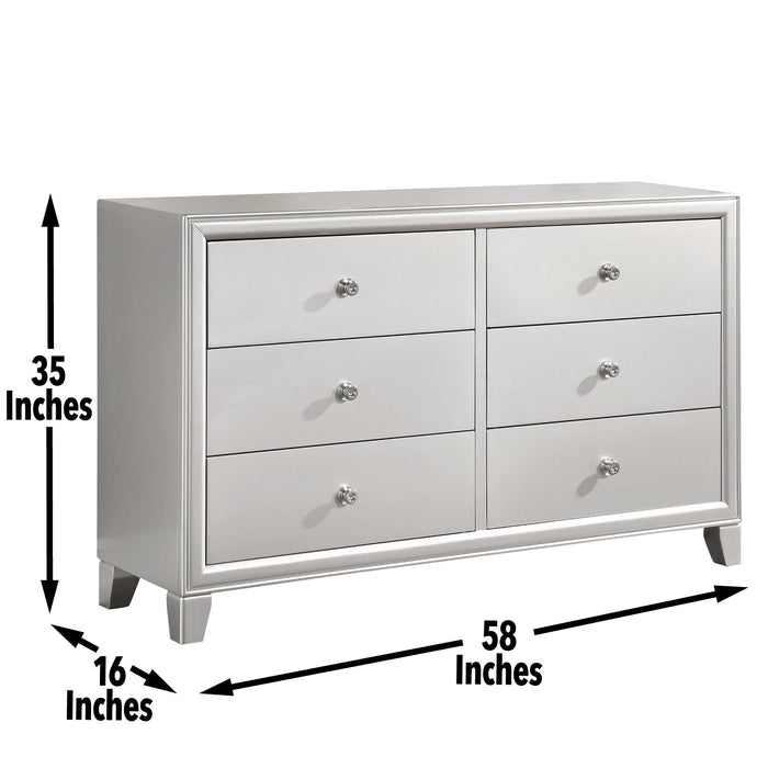 Omni - 6 Piece King Bedroom Set - Pearl Silver