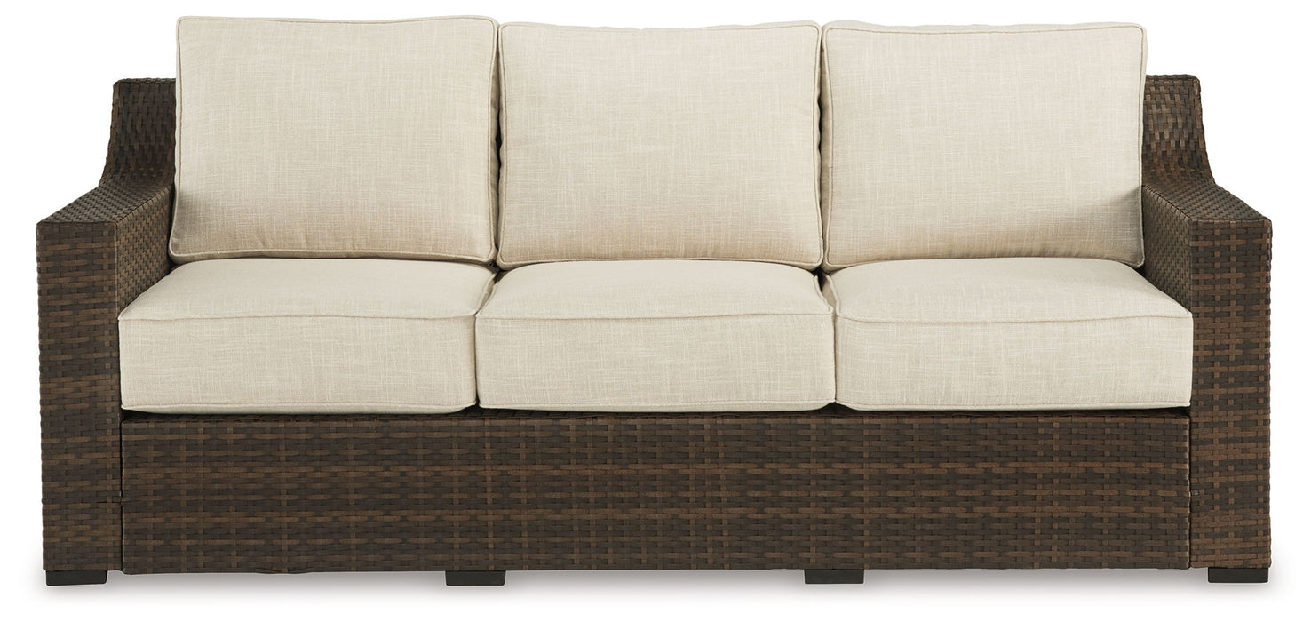 Wellingtons Peak - Beige / Dark Brown - Sofa With Cushion
