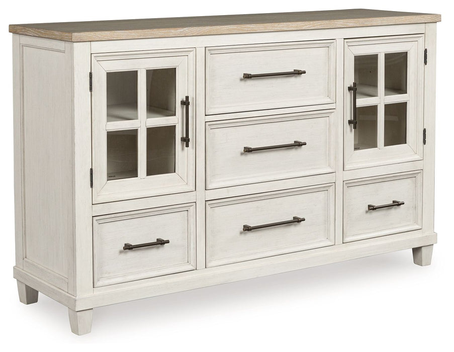 Shaybrock - 4 Pc. - Dresser, Mirror, California King Panel Bed - Antique White