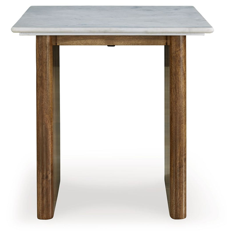 Isanti - Rectangular End Table - Light Brown / White
