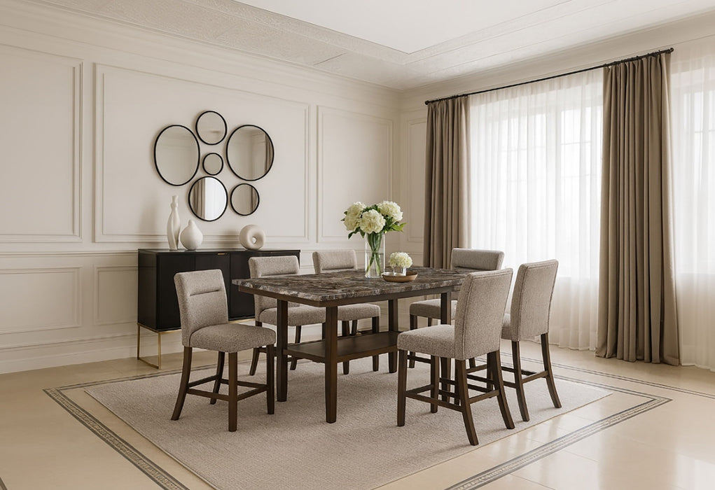 D4355 - 5 Piece Dining Room Set (Bar Table With 4 Bar Stools) - Dark Brown