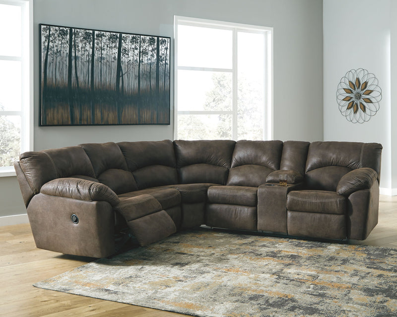 Tambo - 3 Pc. - Right Arm Facing Loveseat with Console 2 Pc Sectional, Rocker Recliner - Canyon