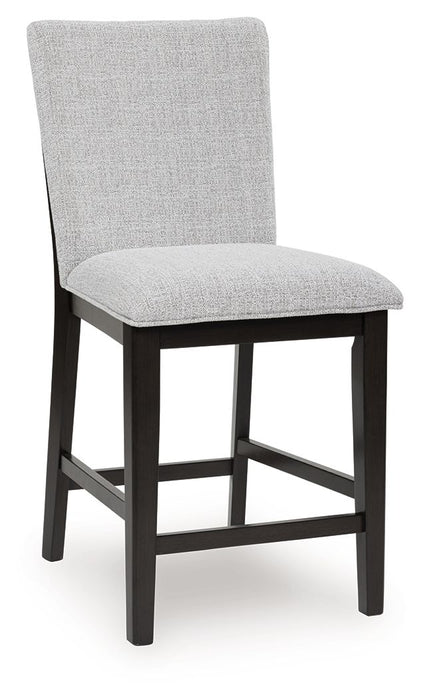 Neymorton - Dark Grayish Brown - 5 Pc. - Rectangular Dining Room Counter Table, 4 Barstools