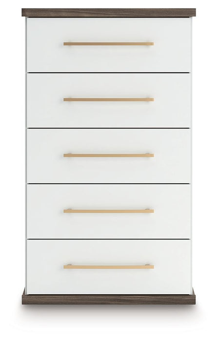 Kendanport - Brown / White - Five Drawer Chest
