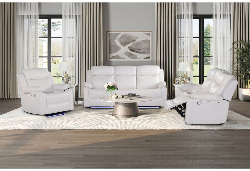 U6026 - Reclining Sofa, Console Reclining Loveseat, Glider Recliner With LED - White