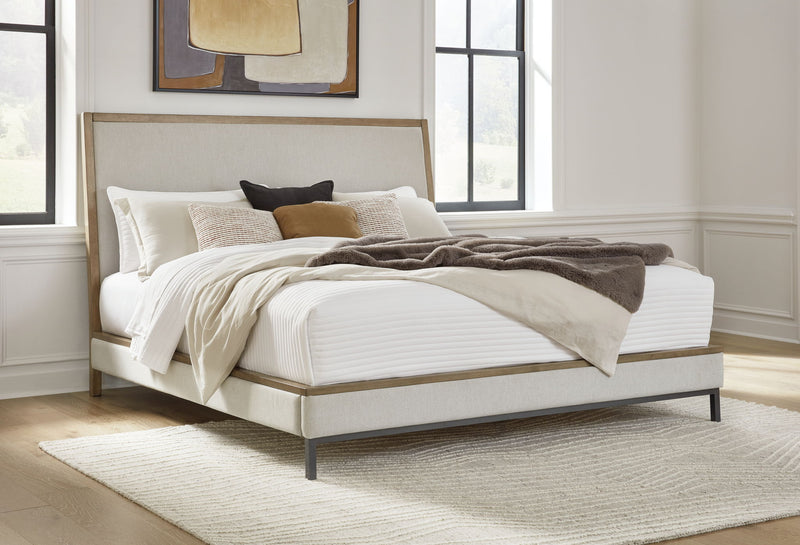 Tomtyn - California King Upholstered Bed - Light Brown