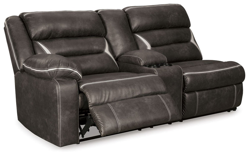 Kincord - Left Arm Facing Power Sofa With Console 2 Pc Sectional - Midnight