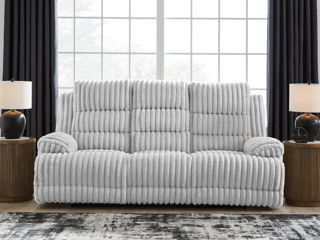 Rhines Falls - Reclining Power Sofa With Drop Down Table - Alloy
