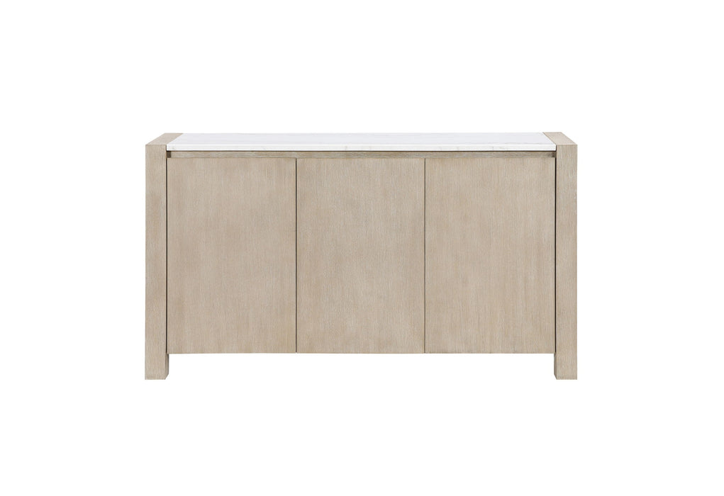 D1321 - Buffet With Real Marble Top - Natural / White