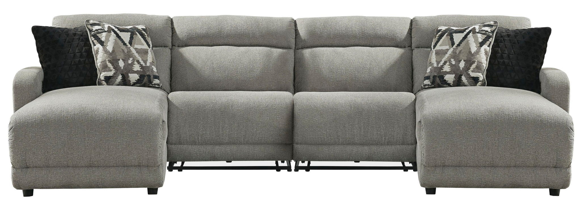 Colleyville - 4-Piece Power Reclining Sectional With Chaise, 2 Armless PWR Recliner - Stone