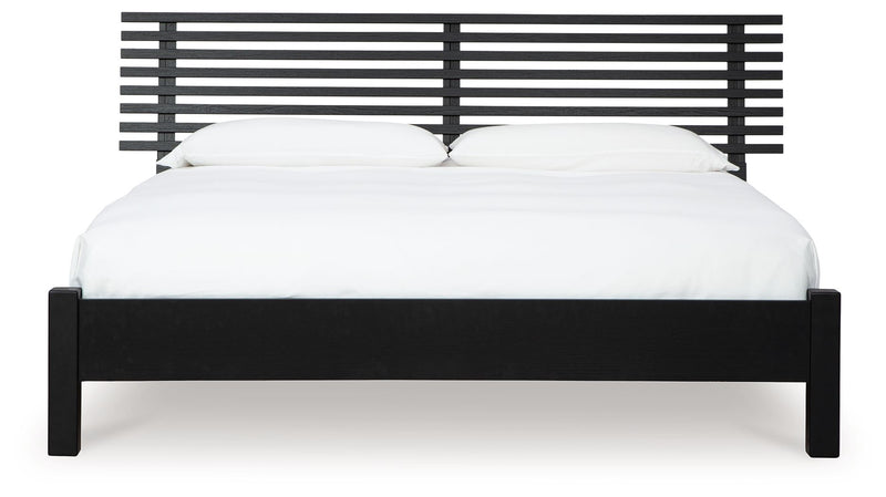 Danziar - King Slat Panel Bed With Low Footboard - Black