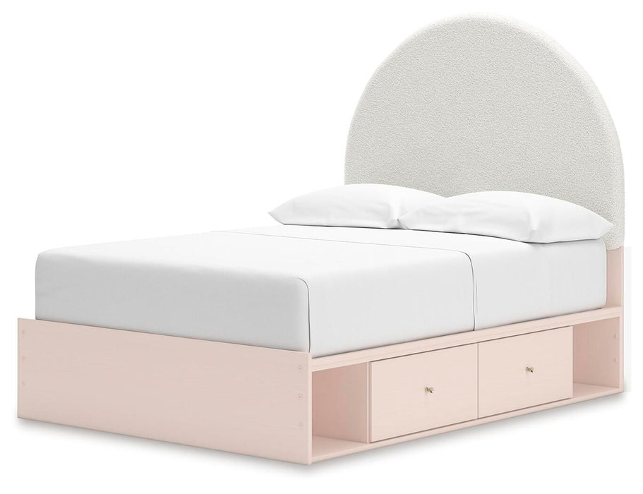 Wistenpine - Full Upholstered Panel Bed With Under Bed Storage - Blush